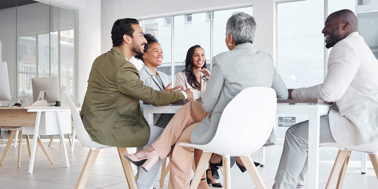 Employees in a meeting at work