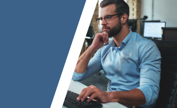 Man looking at employee benefits