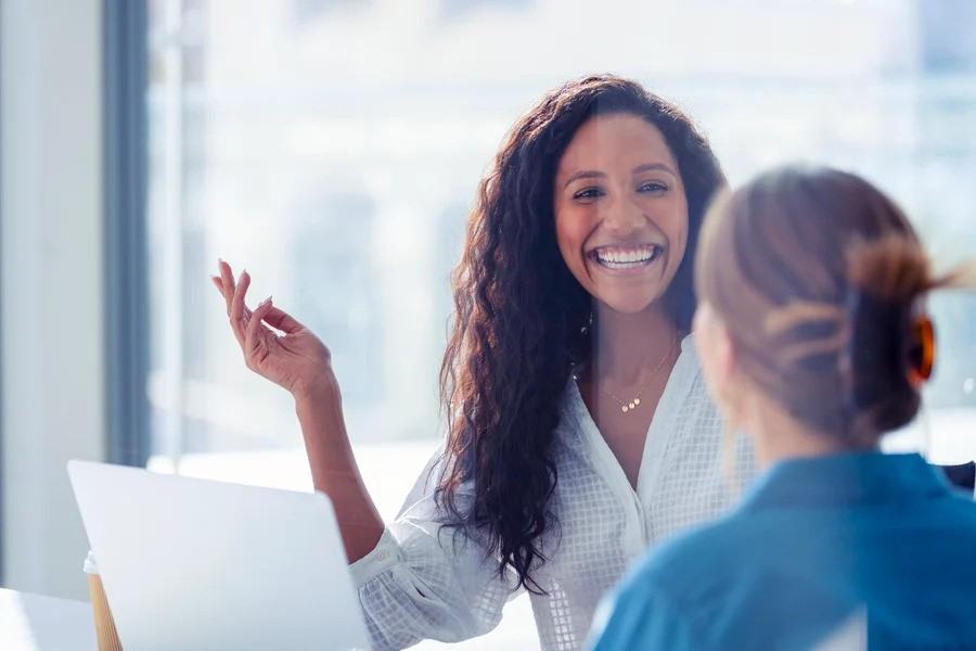 business colleagues having conversation