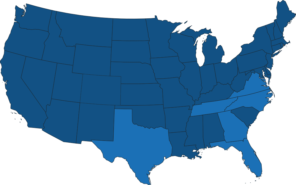 map of U.S. with eBen office locations